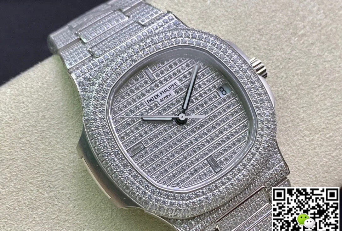 Patek Philippe Nautilus 5719 10G-010 PPF Factory 1:1 Best Edition Replica Watch V4 Silver Diamond Swiss Cal.324 SC